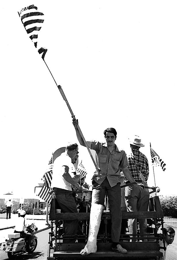 Pro-Viet Nam War parade broken leg fire truck Tucson Arizona 1970  Photograph by David Lee Guss
