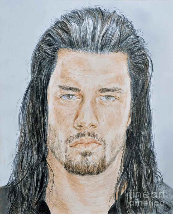 Pro Wrestling Superstar Roman Reigns Drawing by Jim Fitzpatrick