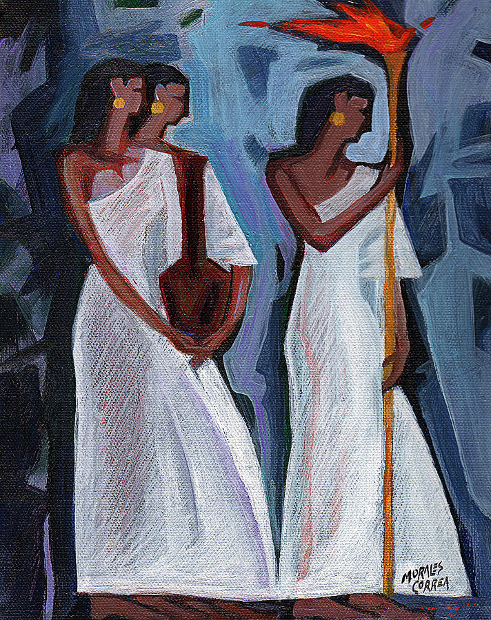 Abstract Female Figure Painting - Procession by Ben  Morales-Correa