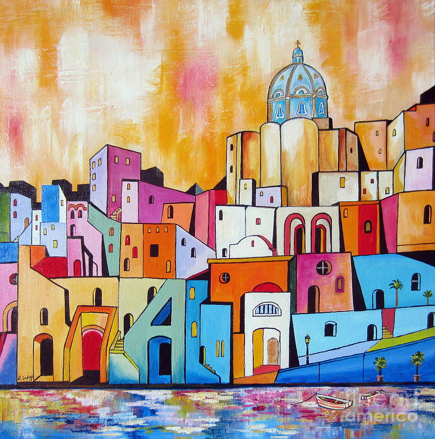 Procida Island in the South of Italy Painting by Roberto Gagliardi