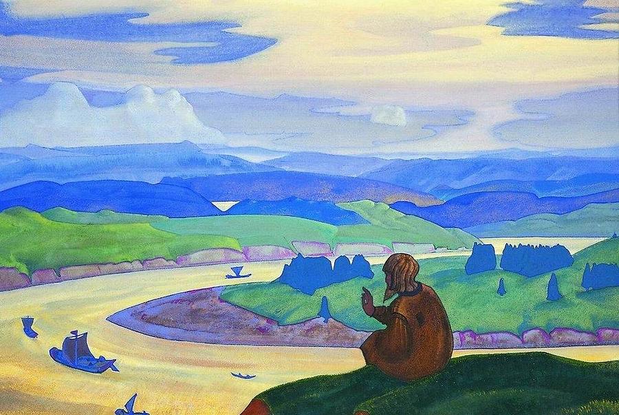 Nicholas Roerich Painting - Procopius the Righteous Praying for the Unknown Travellers by Nicholas Roerich