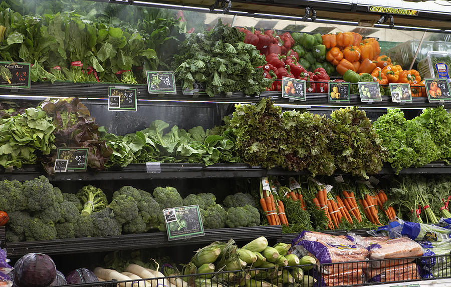 Produce aisle in supermarket, close-up Photograph by Noel Hendrickson