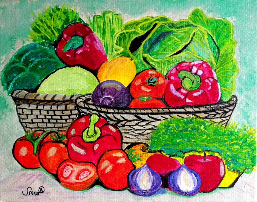 Vegetable Painting - Produce by Anna Baker