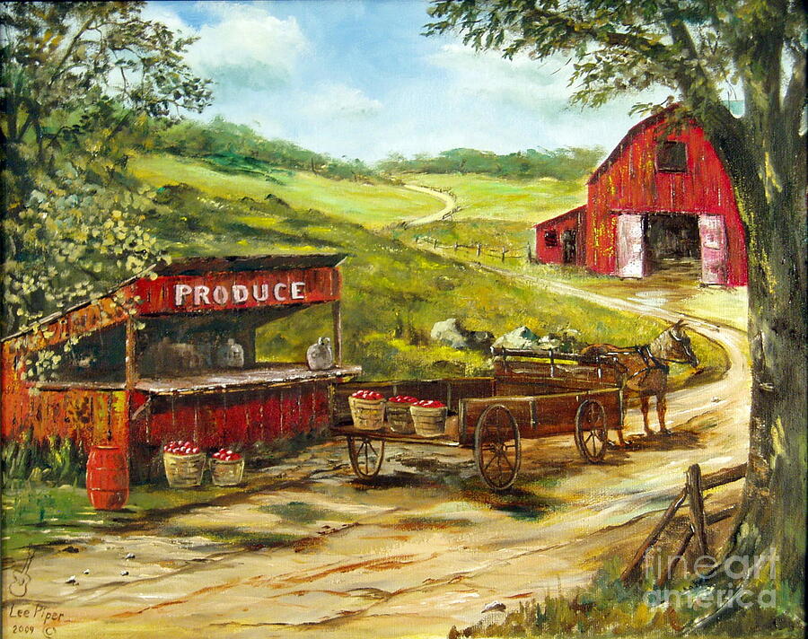 Apple Painting - Produce Stand by Lee Piper