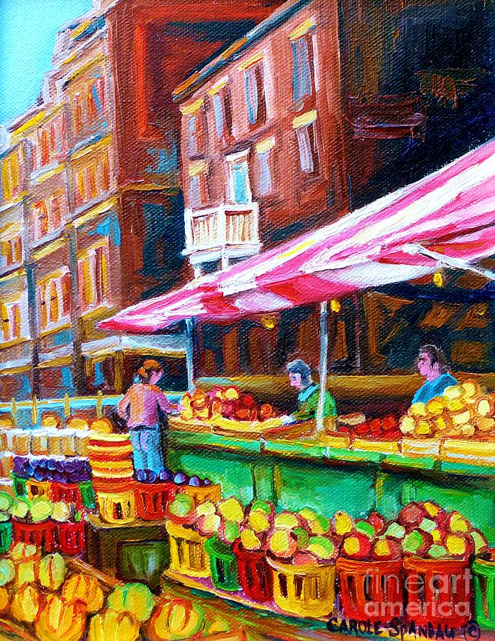 Produits Quebec- Paintings Of Atwater Market- Montreal Art- Colorful City Scene -carole Spandau Painting by Carole Spandau