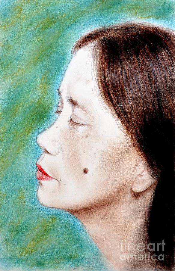 Profile Of A Filipina Beauty With A Mole On Her Cheek Drawing By Jim