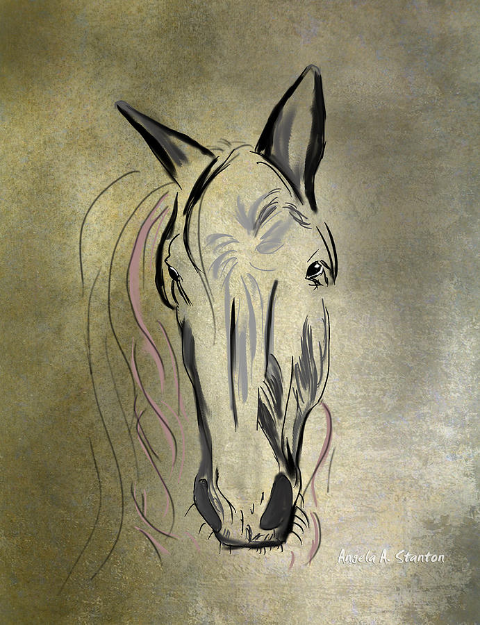 Profile of a White Horse Painting by Angela Stanton
