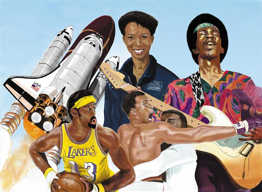 Jimi, Muhammad Ali, Wilt Chamberlain and Mae Carol Jemison by Thomas J Herring Jimi, Muhammad Ali, Wilt Chamberlain and Mae Carol Jemison by Thomas J Herring