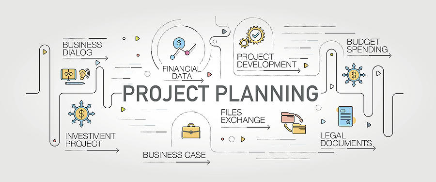 Project Planning banner and icons Drawing by Enis Aksoy