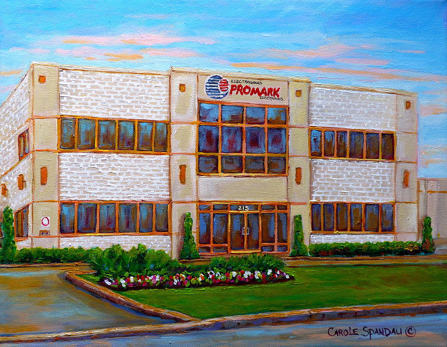 Promark Electronics 215 Voyageur Street Pointe Claire Montreal Scene Painting by Carole Spandau