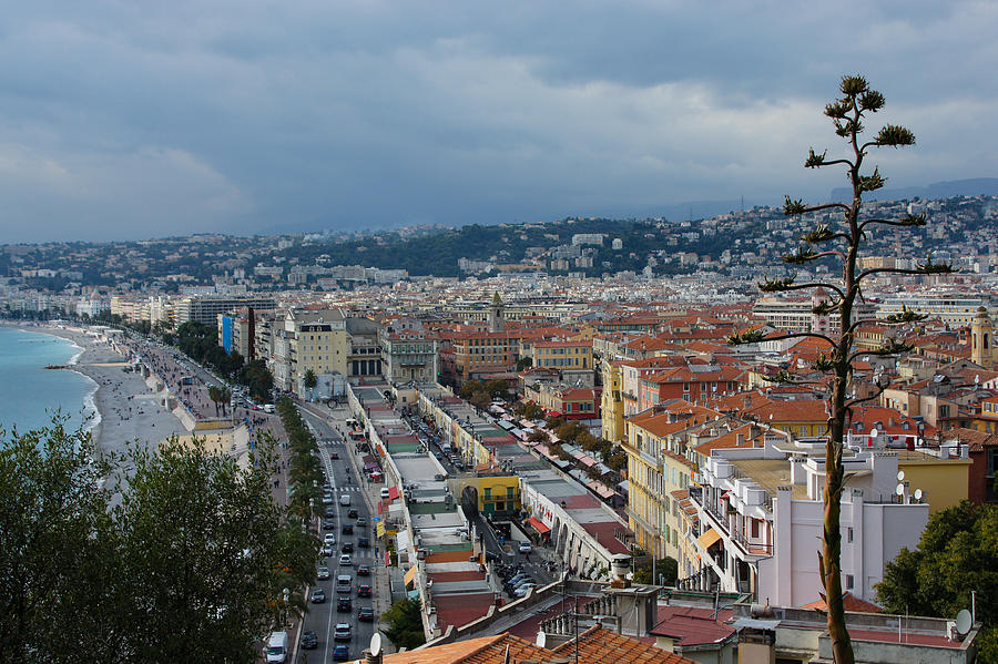 Promenade des Anglais and Cours Saleya from Above - Nice France French Riviera Photograph by Georgia Mizuleva