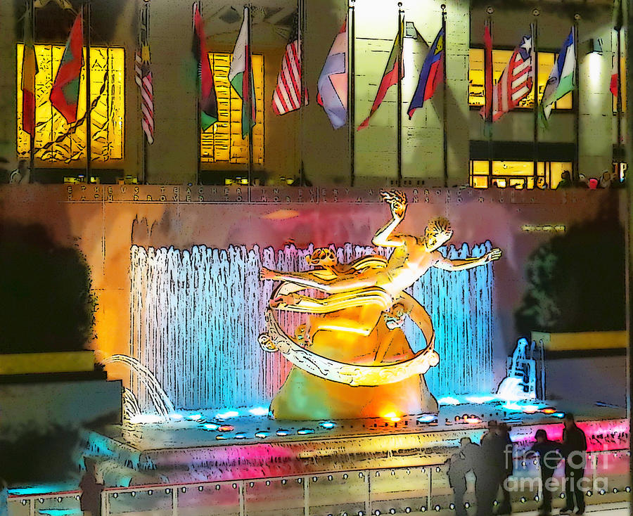 Prometheus Sculpture in Rockefeller Center  Photograph by Kerri Farley