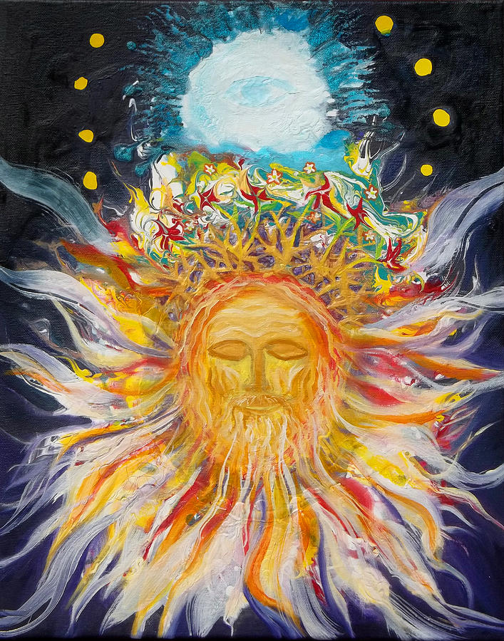 Jesus Christ Painting - Prophetic Message Sketch Painting1 Jesus Christ with Blossoming Crown Lion of Judah by Anne Cameron Cutri