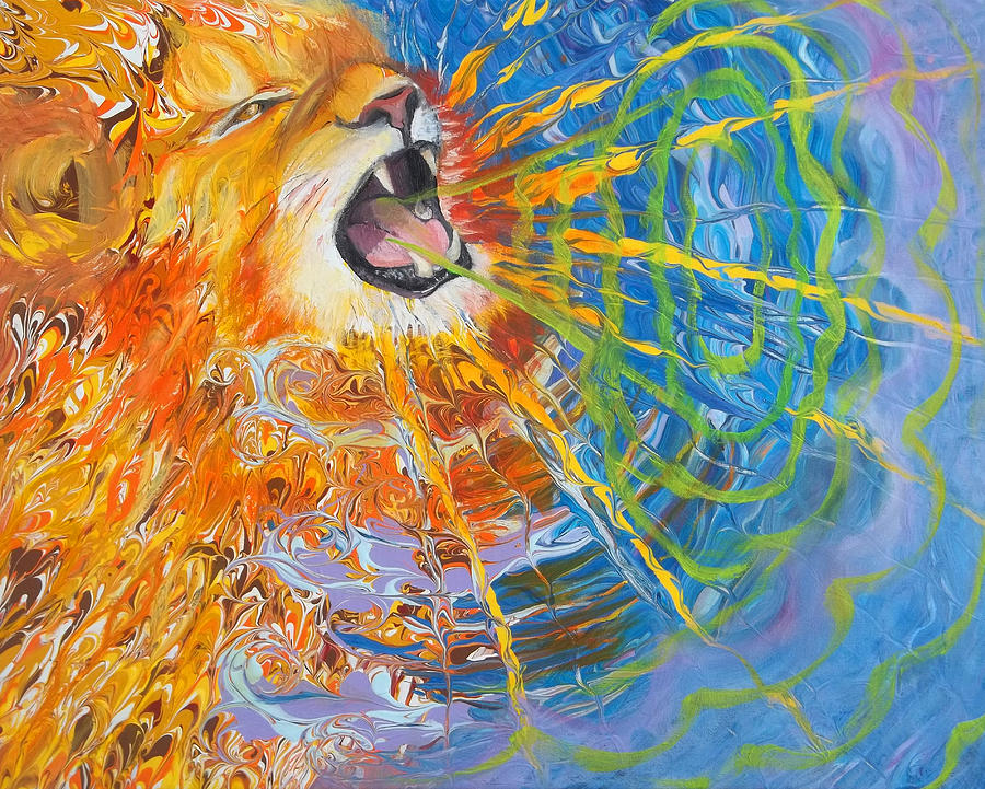 Prophetic Sketch Painting 25 Lion of Judah awakens with a ROAR Painting by Anne Cameron Cutri