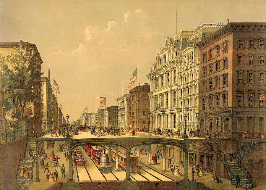 Proposed Arcade Railway, New York, 1868 Photograph by Science Source