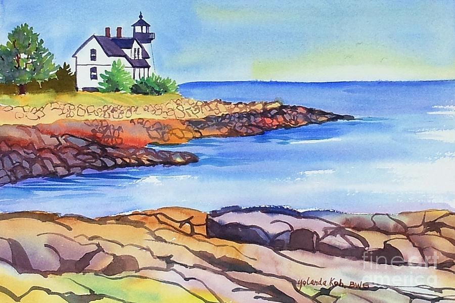 Prospect Harbor Lighthouse ME Painting by Yolanda Koh