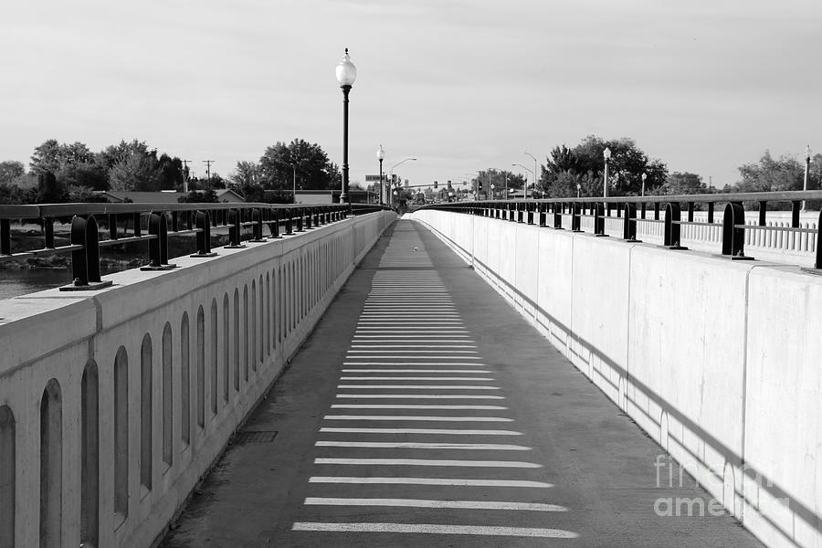 Prosser Bridge Perspective - Black and White Photograph by Carol Groenen