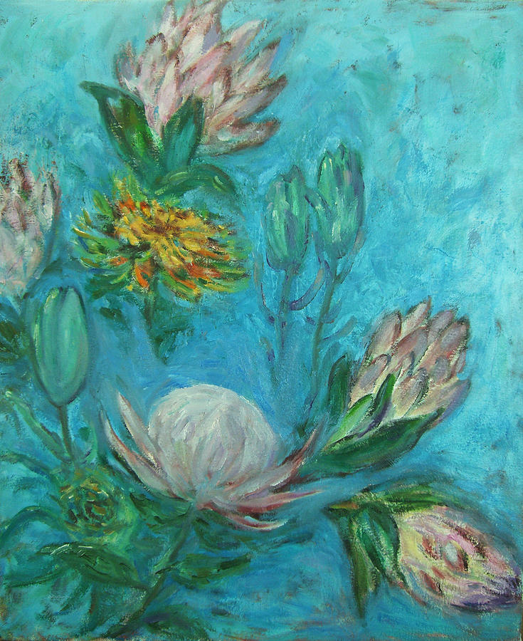 Protea Flower Study I Painting by Xueling Zou