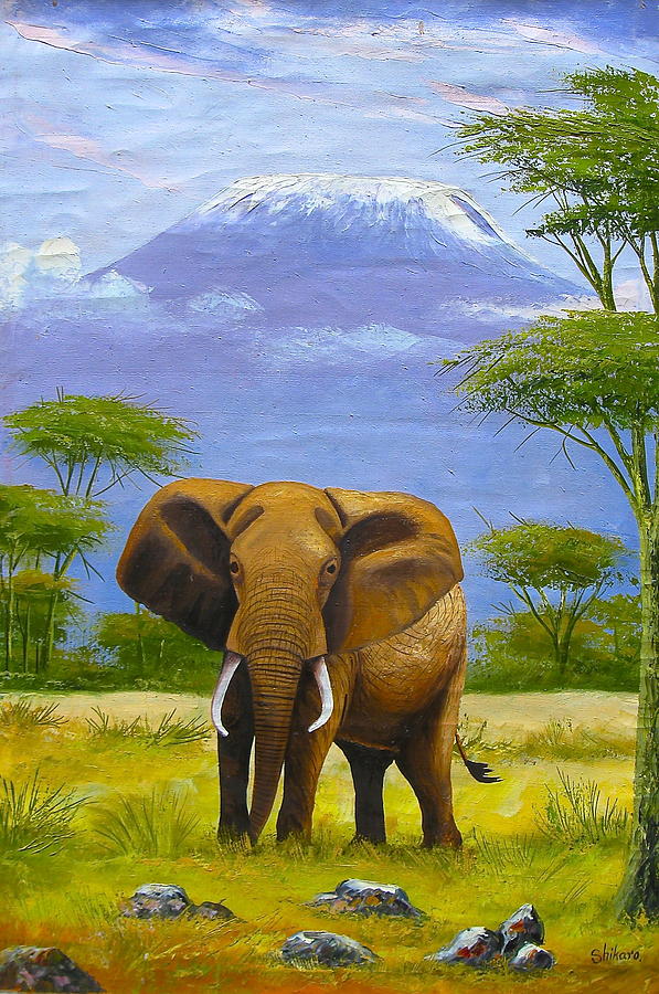 Protected Elephant Painting by Shikaro