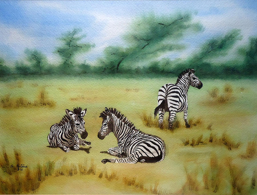 Animals Painting - Protecting the Kids by Sandra Stone