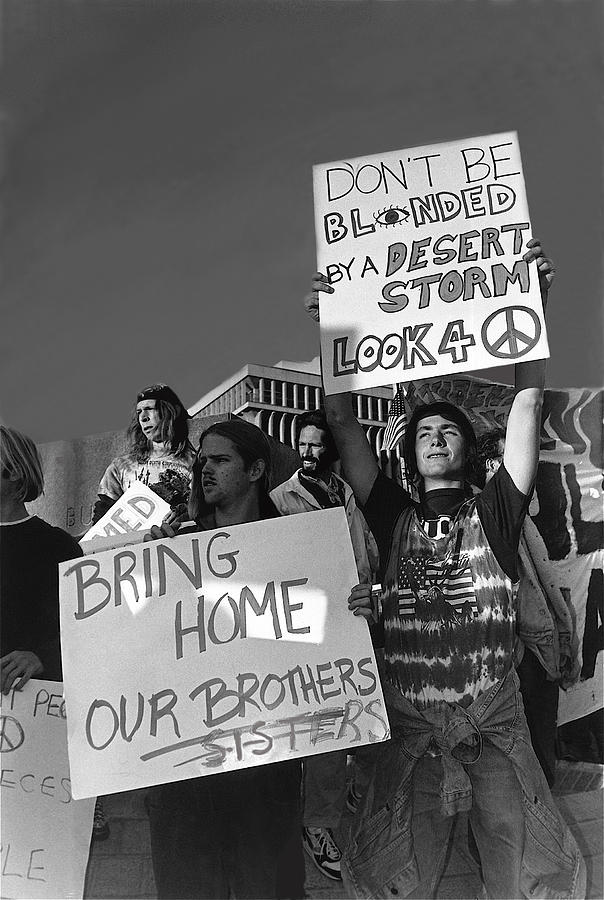 Protestors anti-Gulf  War Rally Federal Building Tucson Arizona 1971-2008 Photograph by David Lee Guss