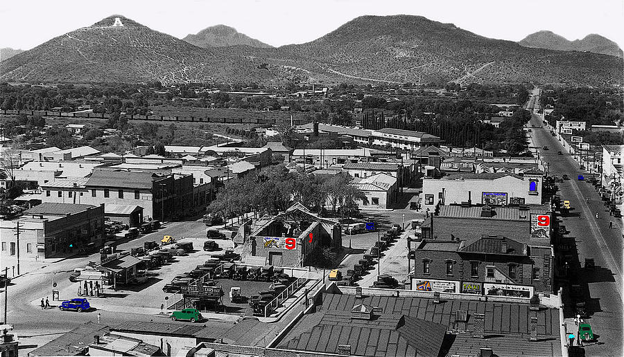 Proto-film noir  Dashiell Hammett City Streets Cine Plaza Theater in blue W. Congress Tucson AZ 1936 Photograph by David Lee Guss