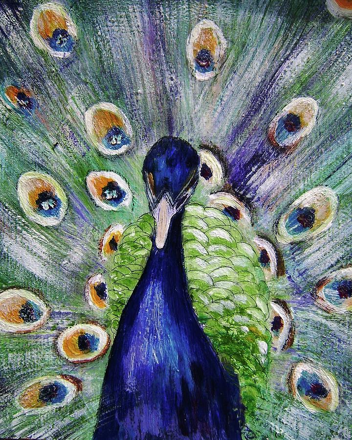 Proud peacock Painting by Mary Cahalan Lee - aka PIXI