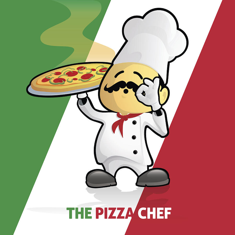 Proud Pizza Chef on Italian Flag Drawing by youngID