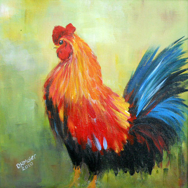 Proud Rooster Painting by Dorothy Maier