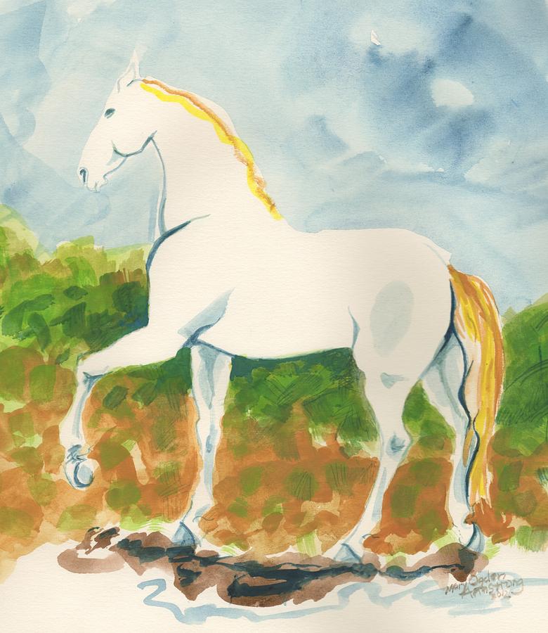 Proud white Painting by Mary Armstrong