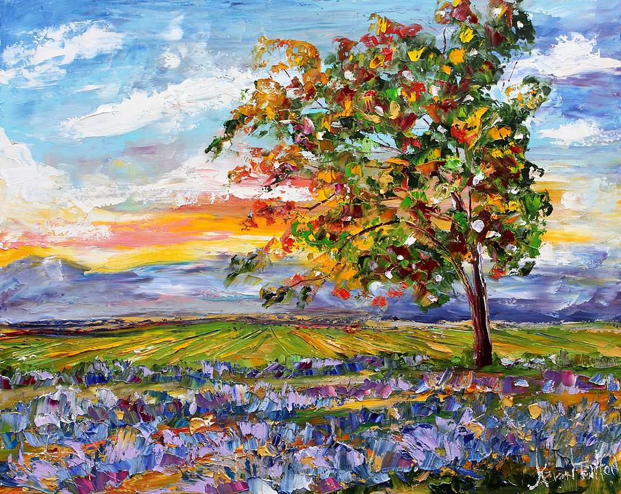 Provence Lavender Fields Painting by Karen Tarlton