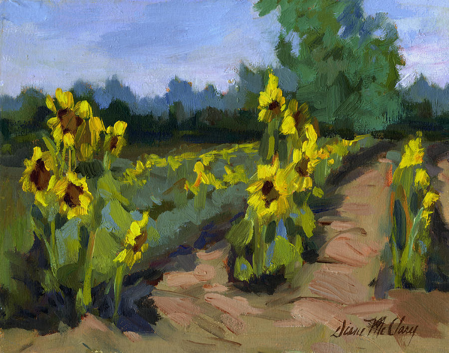 Provence Sunflower Field Painting by Diane McClary