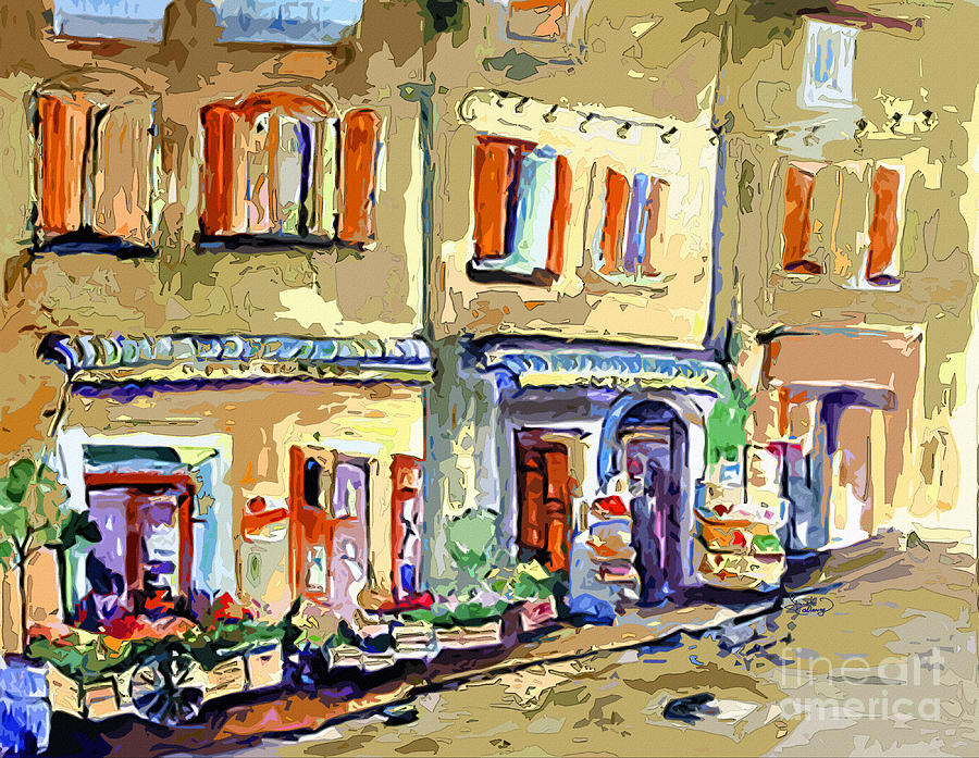 Provence Village Street Scene Painting by Ginette Callaway