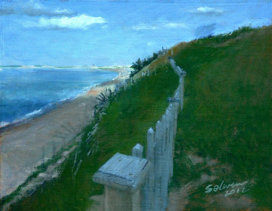 Summer Painting - Provincetown and Cape Cod Bay from Lookout Bluff by Peter Salwen