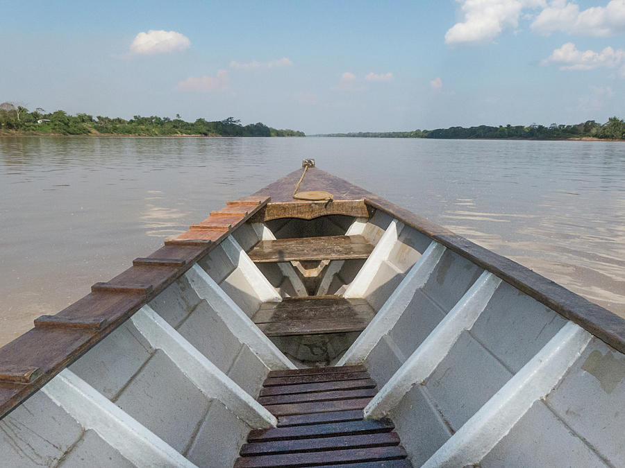 Prow Of Boat Going Down River In Amazon Photograph by Alice Cahill