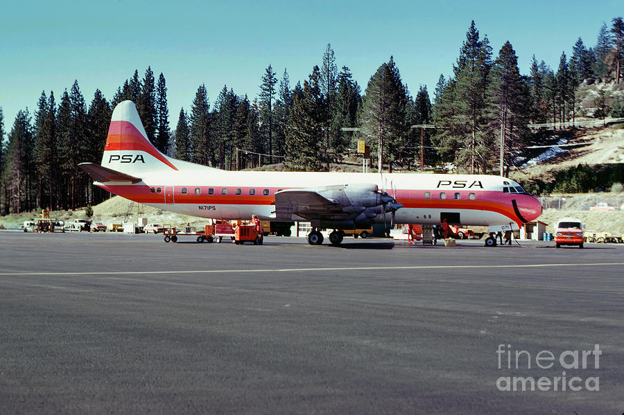 PSA Lockheed L188C Electra   N171P CINDY, Lake Tahoe Airport Photograph by Wernher Krutein