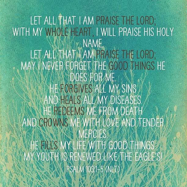 Bible Photograph - Psalm 103-1:5 #bible #scripture by Diana Tuquero-gustafson