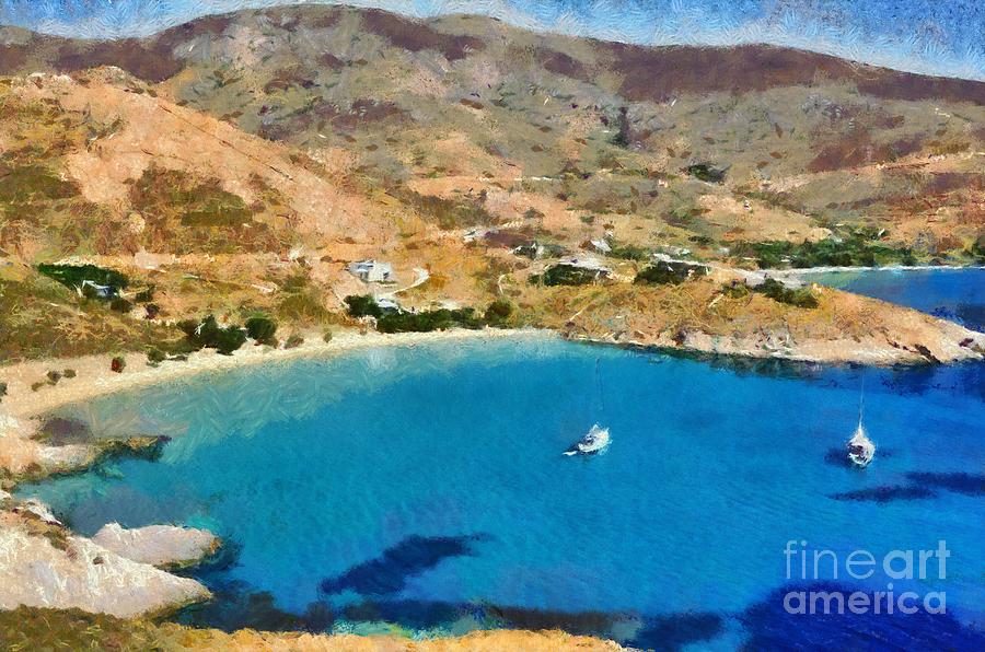 Psili Ammos beach in Serifos island Painting by George Atsametakis