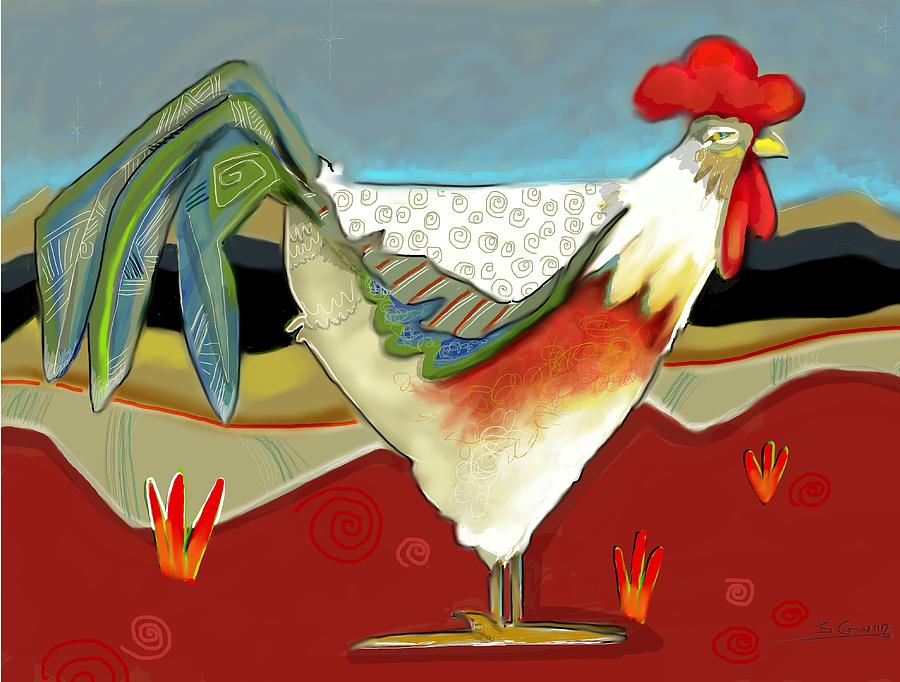 Psychadelic Chicken 2 Painting by Shane Guinn