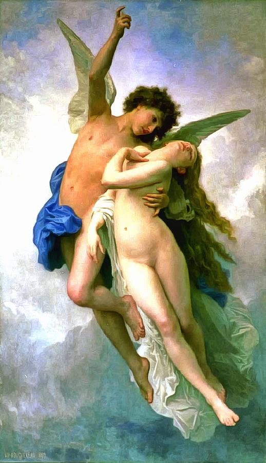 Psyche and Cupid Painting by William Bouguereau