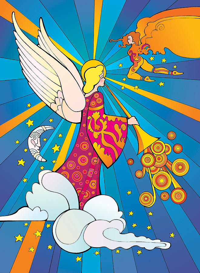 Christmas Digital Art - Psychedelic Angel by Steven Stines