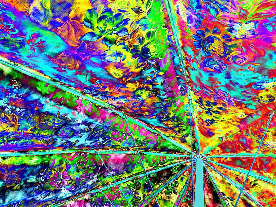 Psychedelic Beach Umbrella Digital Art by Will Borden