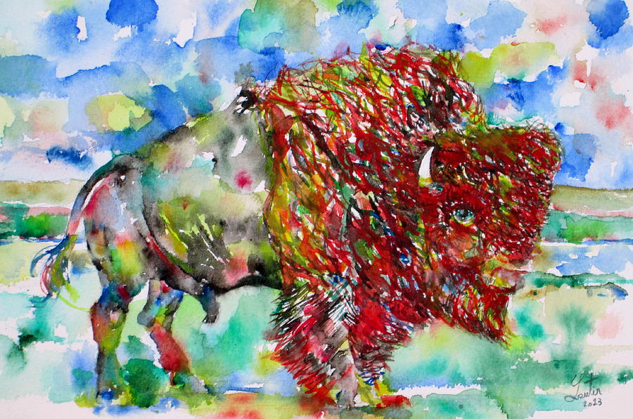 Psychedelic Buffalo Painting by Fabrizio Cassetta