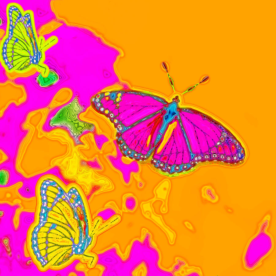 Psychedelic Butterflies Digital Art by Marianne Campolongo