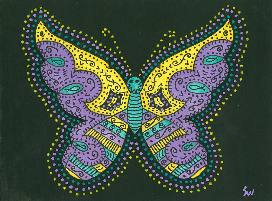 Psychedelic Butterfly Painting by Susie Weber