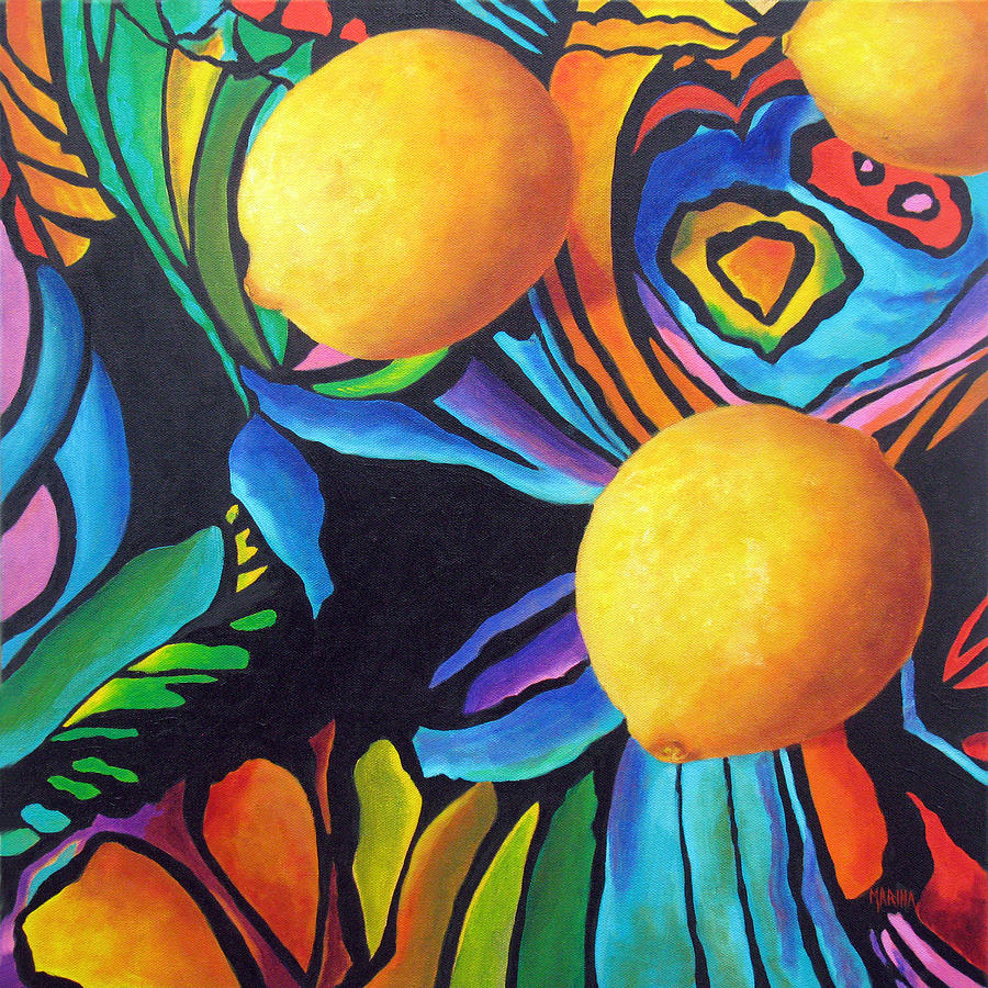 Psychedelic Lemons Painting by Marina Petro
