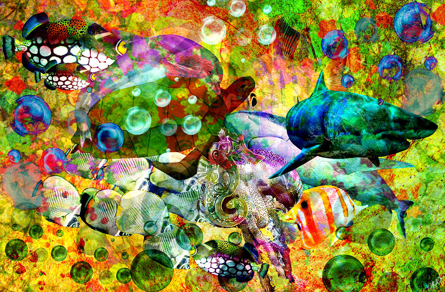 Psychedelic Sea Mixed Media by Ally  White