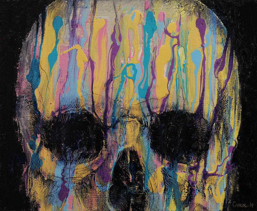 Psychedelic Skull Painting by Michael Creese