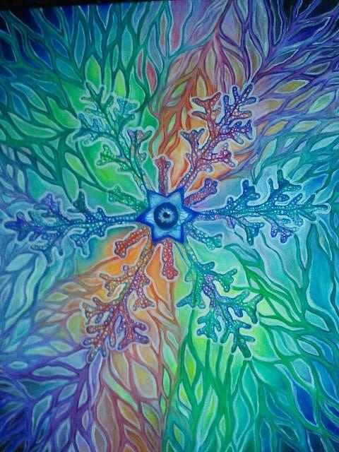 Snowflake Painting - Psychedelic Snowflake by Alina Skye