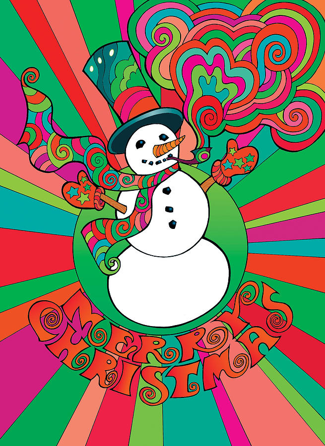 Psychedelic Snowman 1 Mixed Media by Steven Stines